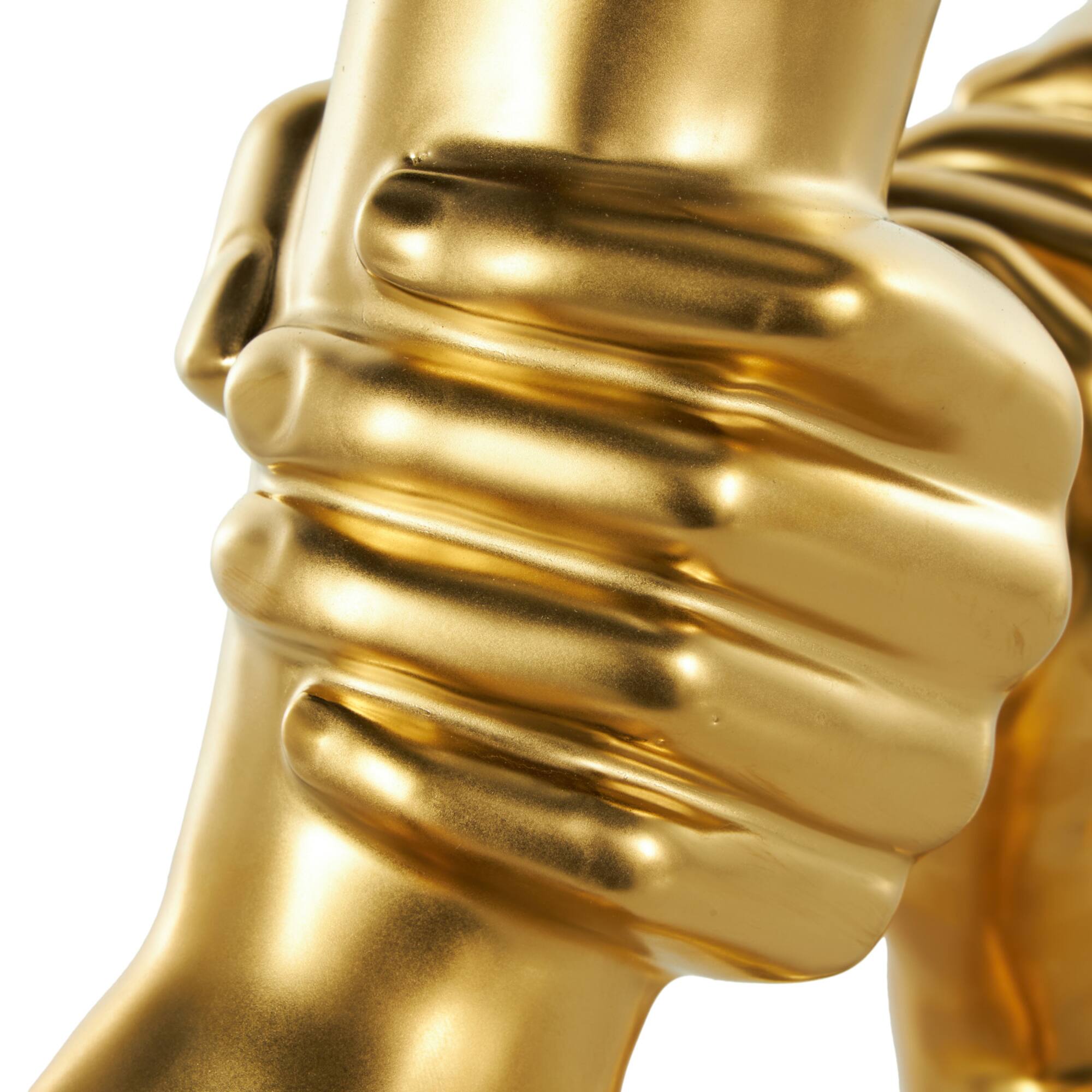 13" Gold Hands Gripping Ceramic Sculpture